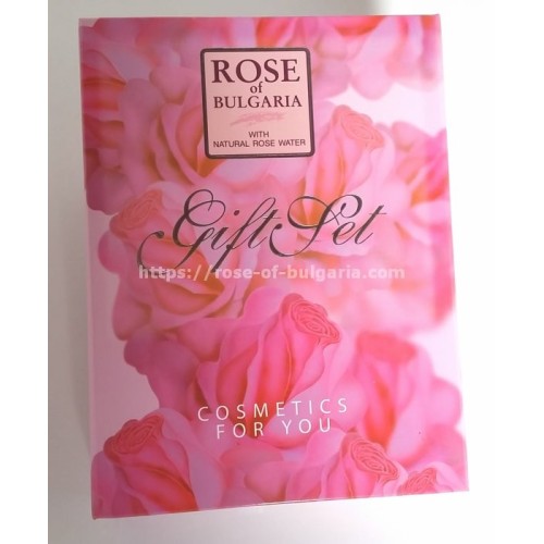 Gift box 3 rose soaps, hand cream & rose perfume